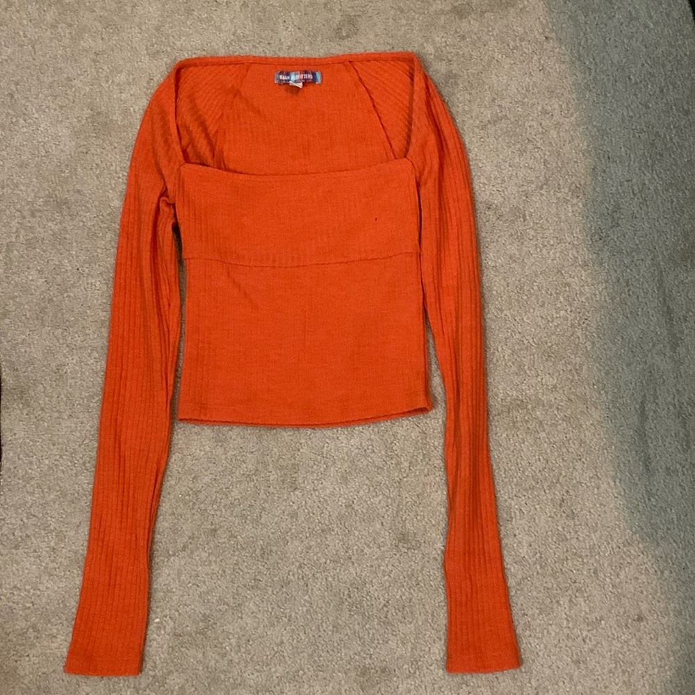 Urban Outfitters orange ribbed long sleeve top